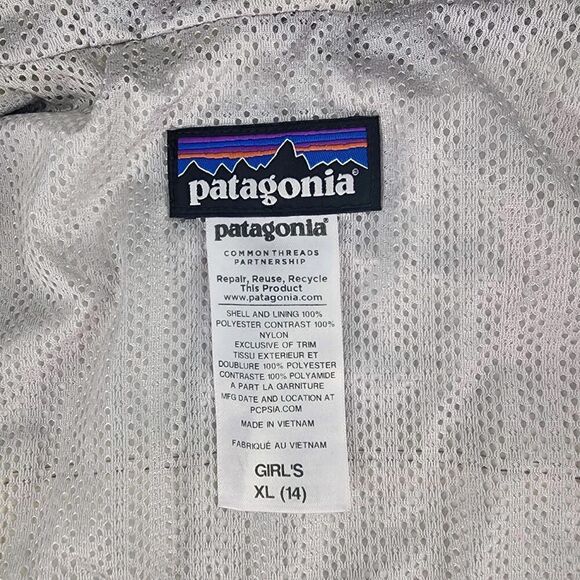 Patagonia Girls H2no Nylon Jacket Size XL (14) WHITE/BURGUND Hoodie Ski Jacket - Picture 11 of 14